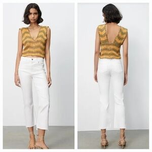 Zara white crop flare jeans